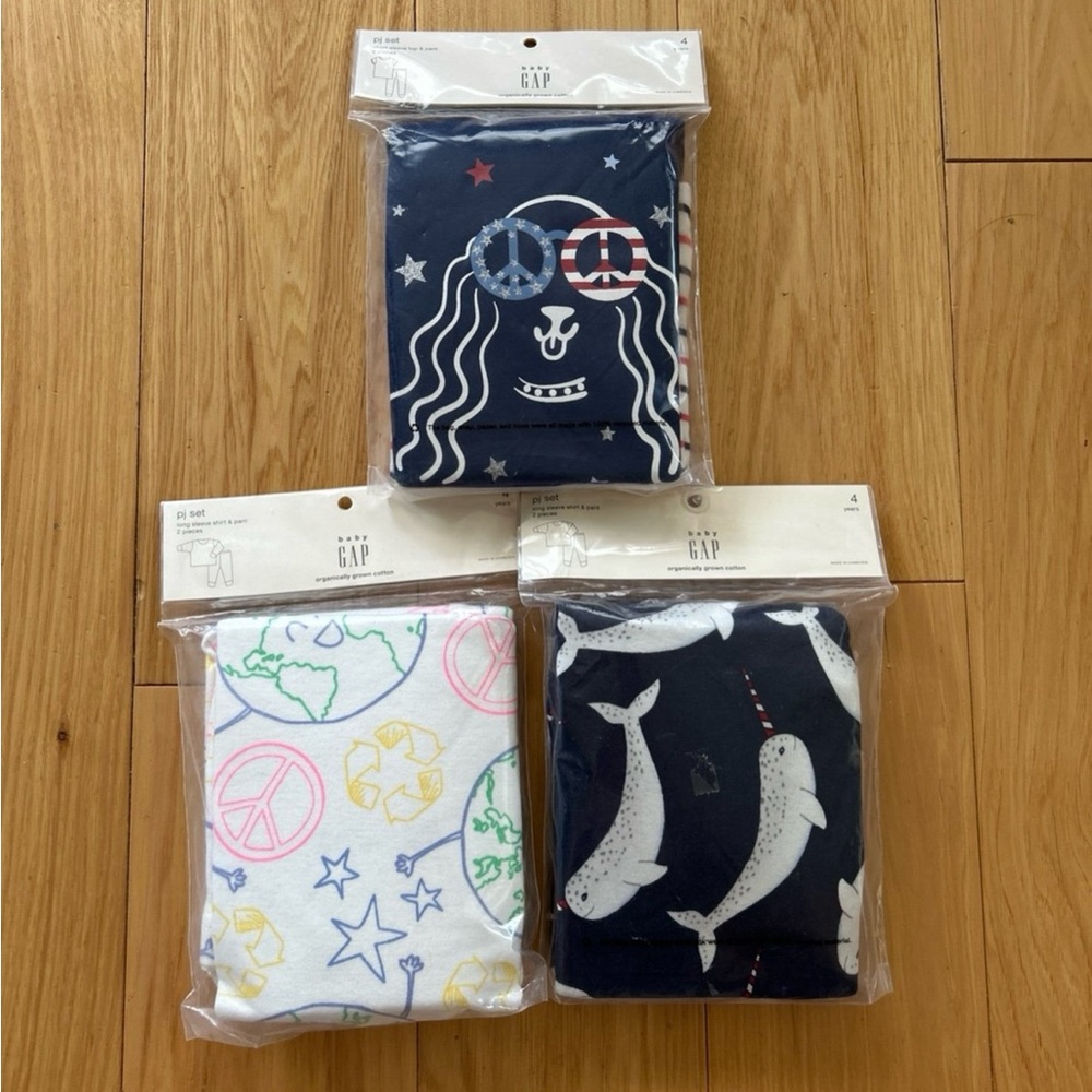 Bundle: NWT GAP Kids Organic Cotton  Pajama Sets, Sz 4T